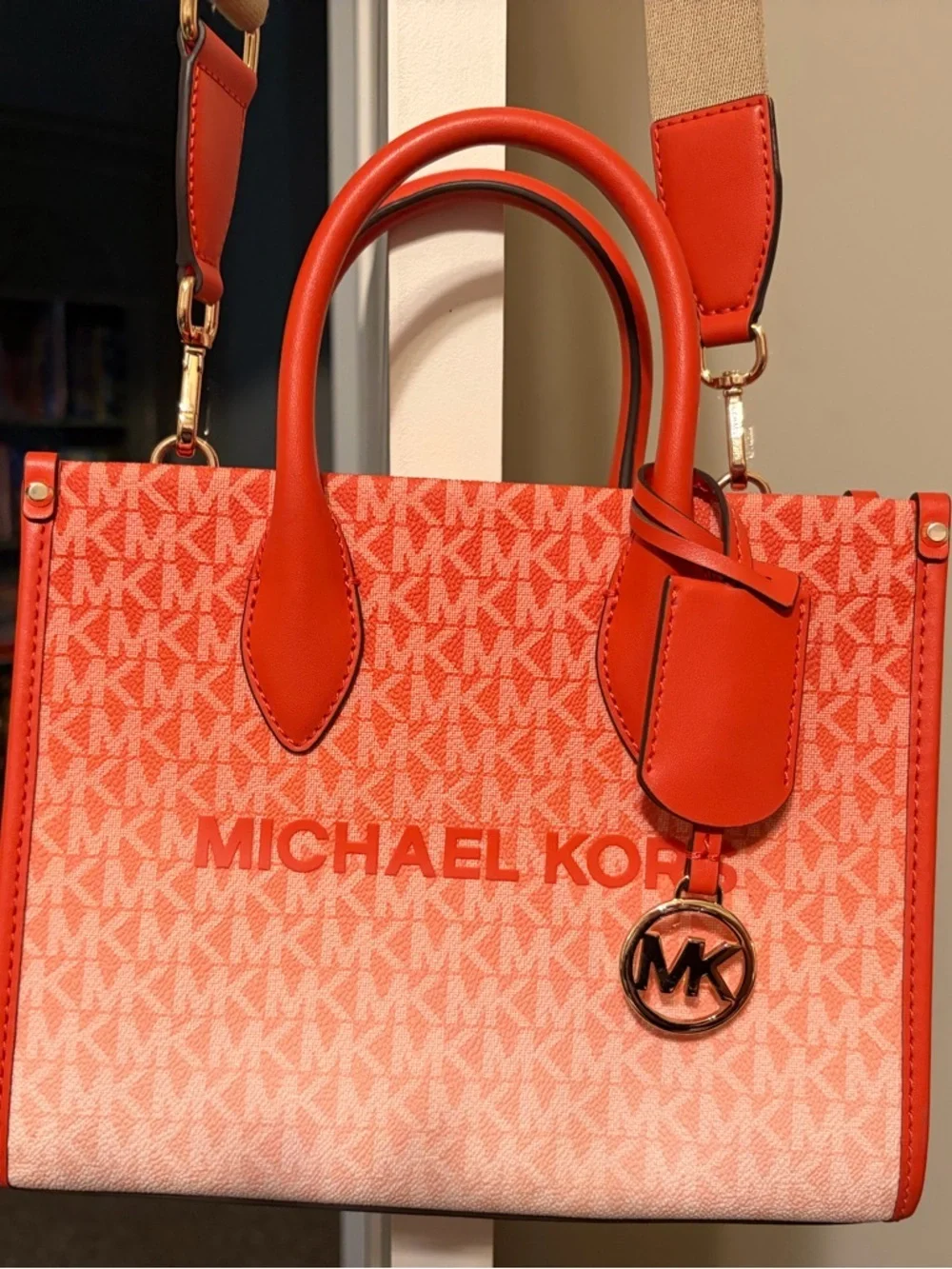 Michael Kors Orange Gradient Signature Logo Satchel